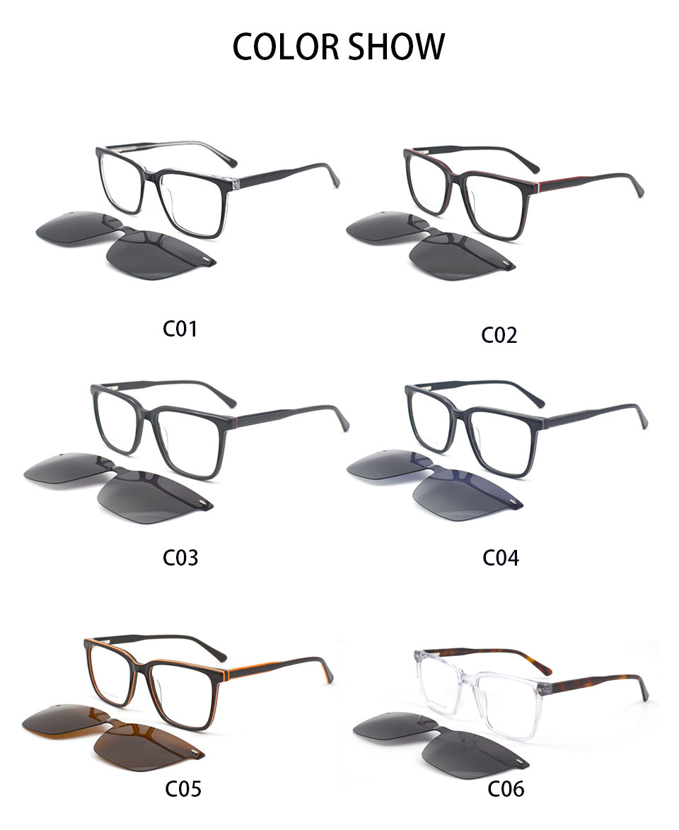 2025 Unisex High Quality OEM Acetate Sunglasses Magnetic Eyeglass Frames with Clip on Optical Frame Sunglasses Details and Specifications