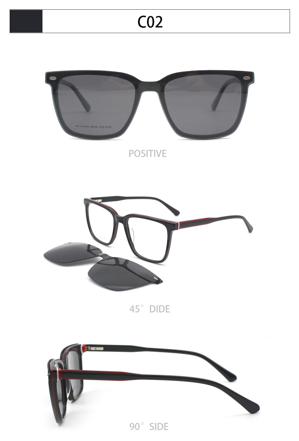 2025 Unisex High Quality OEM Acetate Sunglasses Magnetic Eyeglass Frames with Clip on Optical Frame Sunglasses Details and Specifications