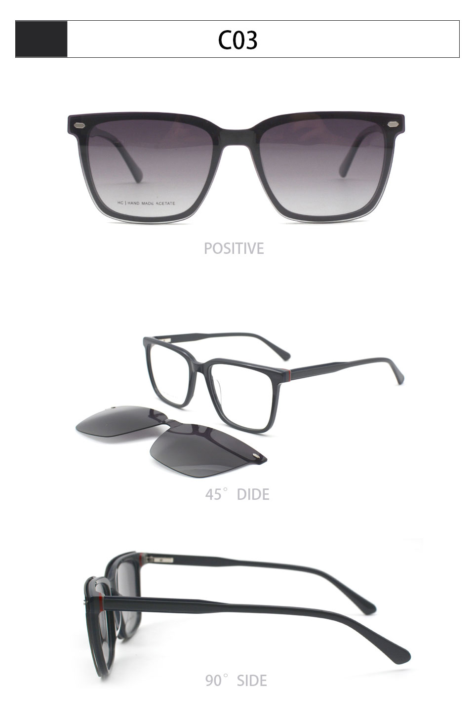 2025 Unisex High Quality OEM Acetate Sunglasses Magnetic Eyeglass Frames with Clip on Optical Frame Sunglasses Details and Specifications