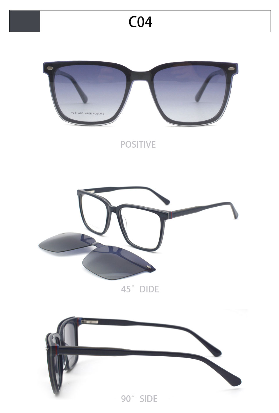 2025 Unisex High Quality OEM Acetate Sunglasses Magnetic Eyeglass Frames with Clip on Optical Frame Sunglasses Details and Specifications