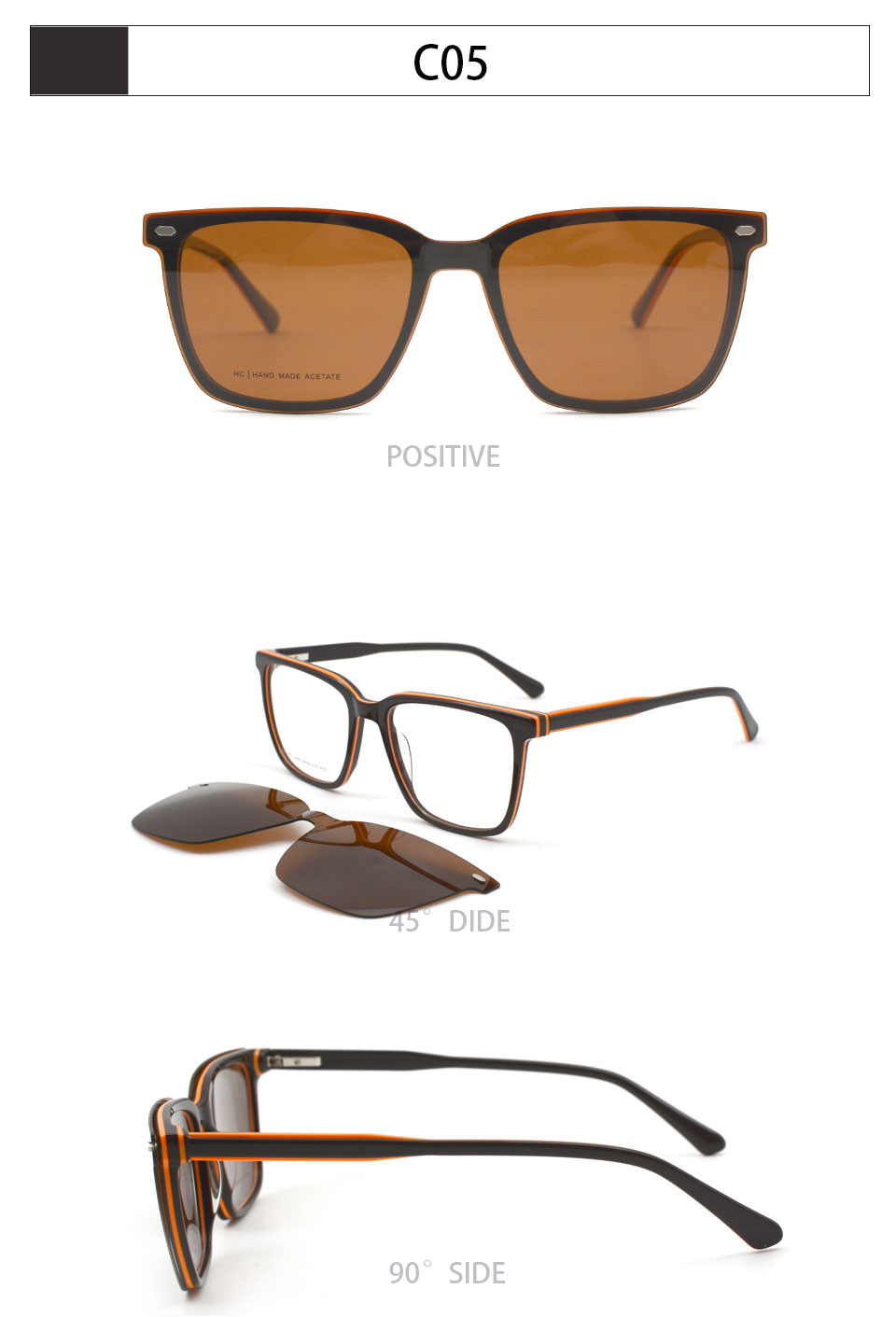 2025 Unisex High Quality OEM Acetate Sunglasses Magnetic Eyeglass Frames with Clip on Optical Frame Sunglasses Details and Specifications