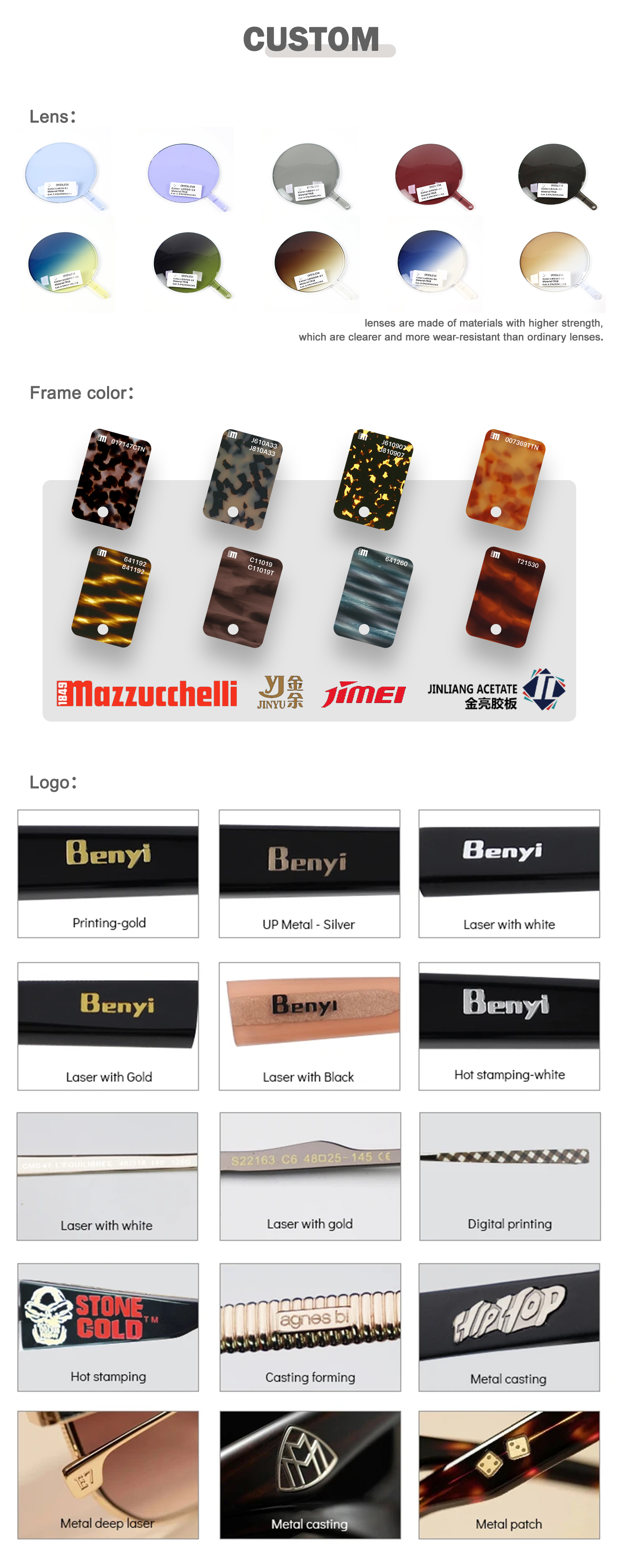 Custom High Quality Square Frame Acetate Optical Glasses for Men Women Fashion Colored Frame Custom Logo Wholesale Details and Specifications