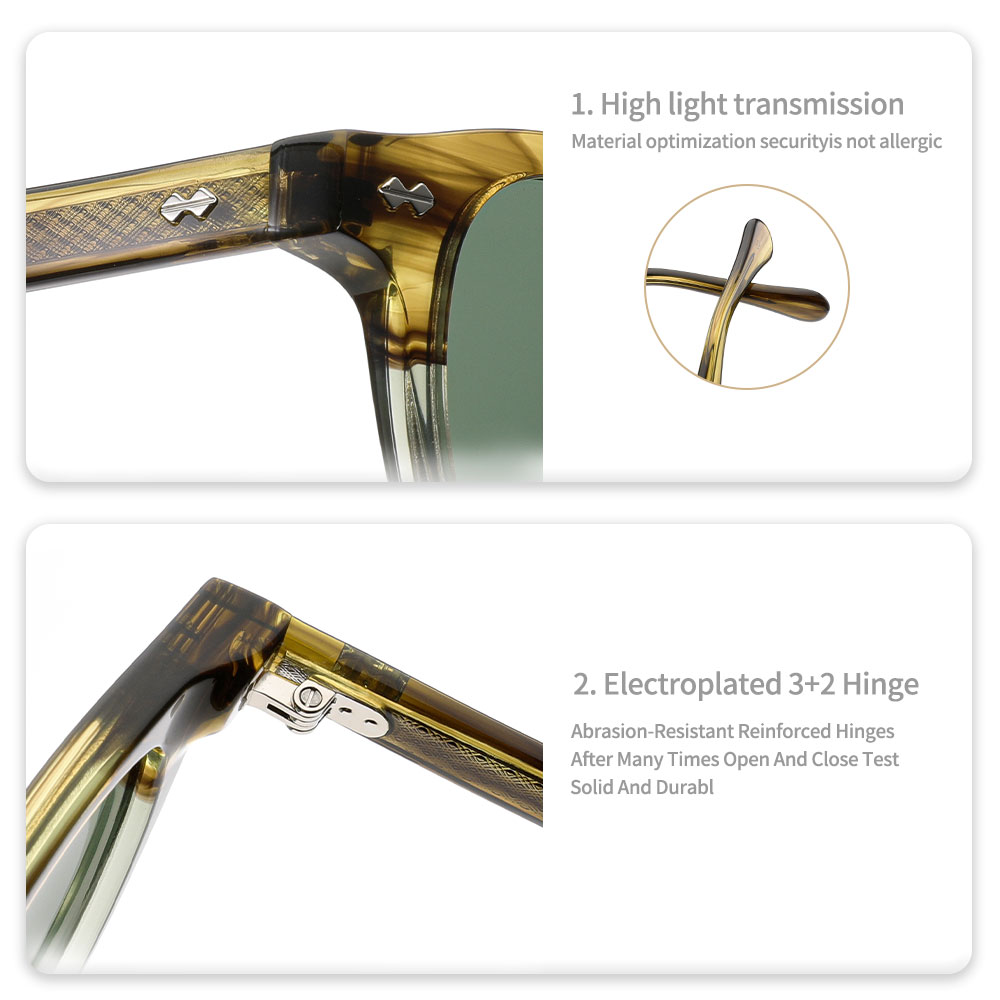 Vantage Old Money Style Luxury Designer Glasses Man Uv400 Protection Trendy Green Custom Logo Acetate Sunglasses Shades Details and Specifications