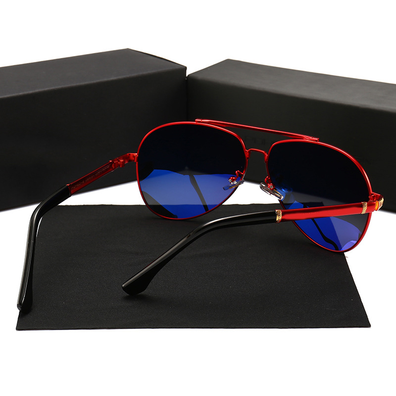 High Quality Men's Designer Polarized Sunglasses Famous Brands Luxury Metal Shades for Driving Black and Red Frame Colors Details and Specifications