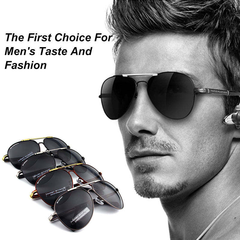 High Quality Men's Designer Polarized Sunglasses Famous Brands Luxury Metal Shades for Driving Black and Red Frame Colors Custom Eyewear