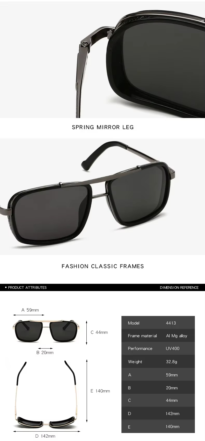 Square Pilot Wholesale Custom 2024 Gafas De Sol Driving Aviation Metal Shades Polarized Men's Sun Glasses 2024 Sport Sunglasses Details and Specifications