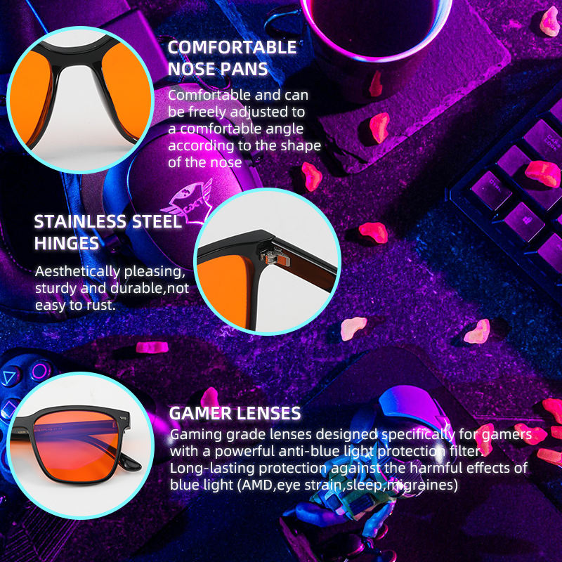 Wholesale Clear TR90 Square Bluelight Red Eyewear Anti Blue Light Computer Gaming Orange Eyeglasses Blue Light Blocking Glasses Custom Eyewear