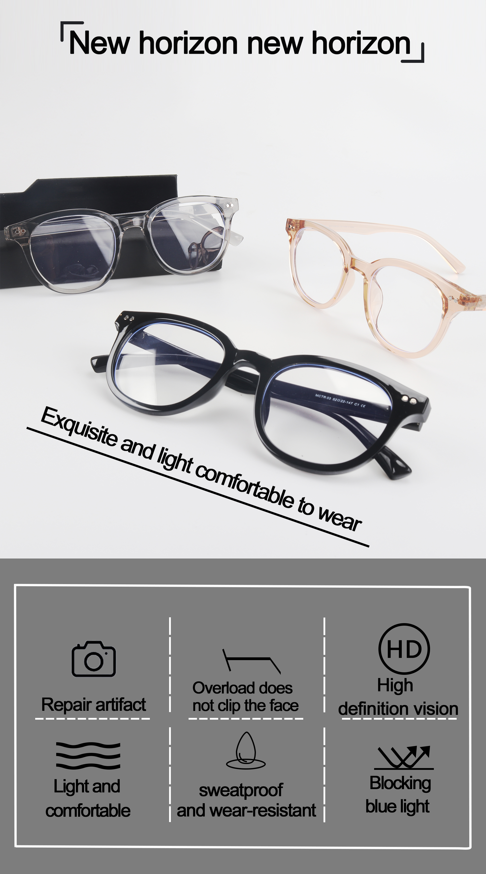 Blue Light & Radiation Blocking Optical Eyewear Clear Lens Anti-Blue & Anti-Radiation Glasses Details and Specifications