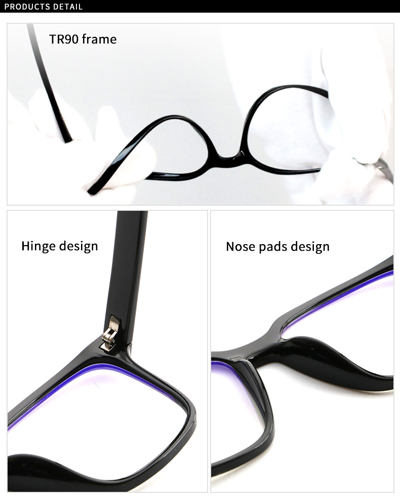 Wholesale Clear TR90 Square Bluelight Eyewear Anti Blue Light Computer Eyeglasses Blue Light Blocking Glasses Details and Specifications