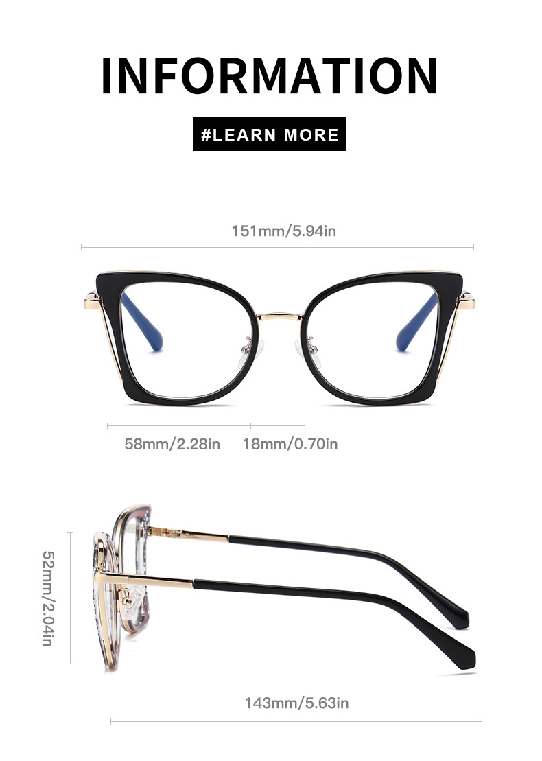 Trendy Women's Optical Frames - Anti-Blue Light & Prescription Ready – Versatile Everyday Eyewear Details and Specifications
