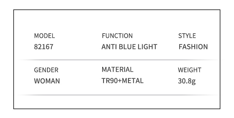 Trendy Women's Optical Frames - Anti-Blue Light & Prescription Ready – Versatile Everyday Eyewear Details and Specifications