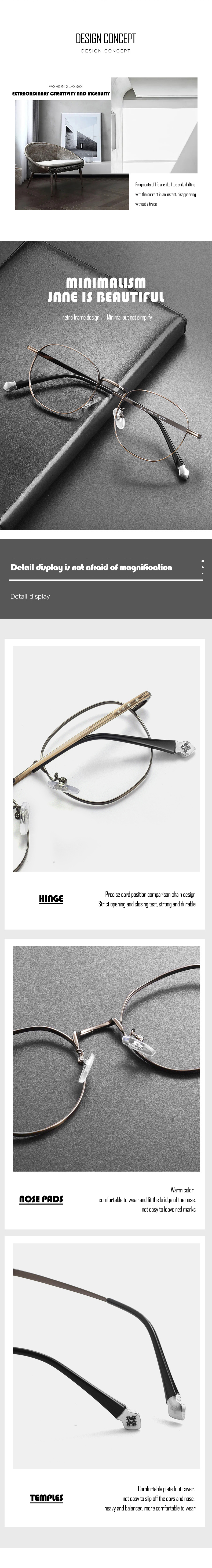 Ultra-thin Metal Optical Eyeglasses Vintage Classic Round Eyeglass Frames Women Men Alloy Material Lightweight Spectacle Frame Details and Specifications