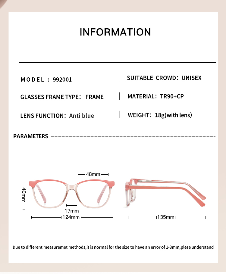 Cute Children Pupil Optical Oval Eyeglasses Plastic Full Frame Blue Light Blocking Custom Photochromic Design Glasses Details and Specifications