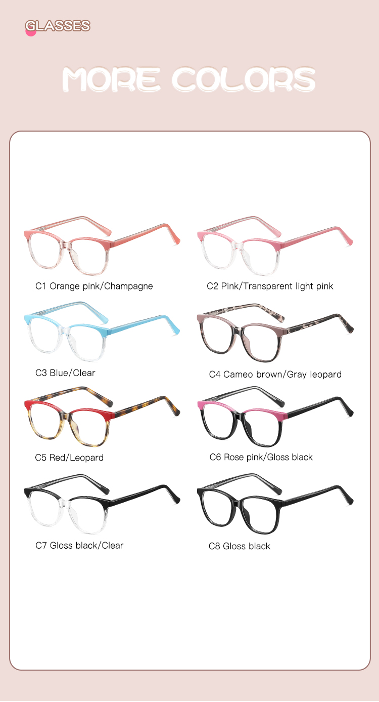 Cute Children Pupil Optical Oval Eyeglasses Plastic Full Frame Blue Light Blocking Custom Photochromic Design Glasses Details and Specifications