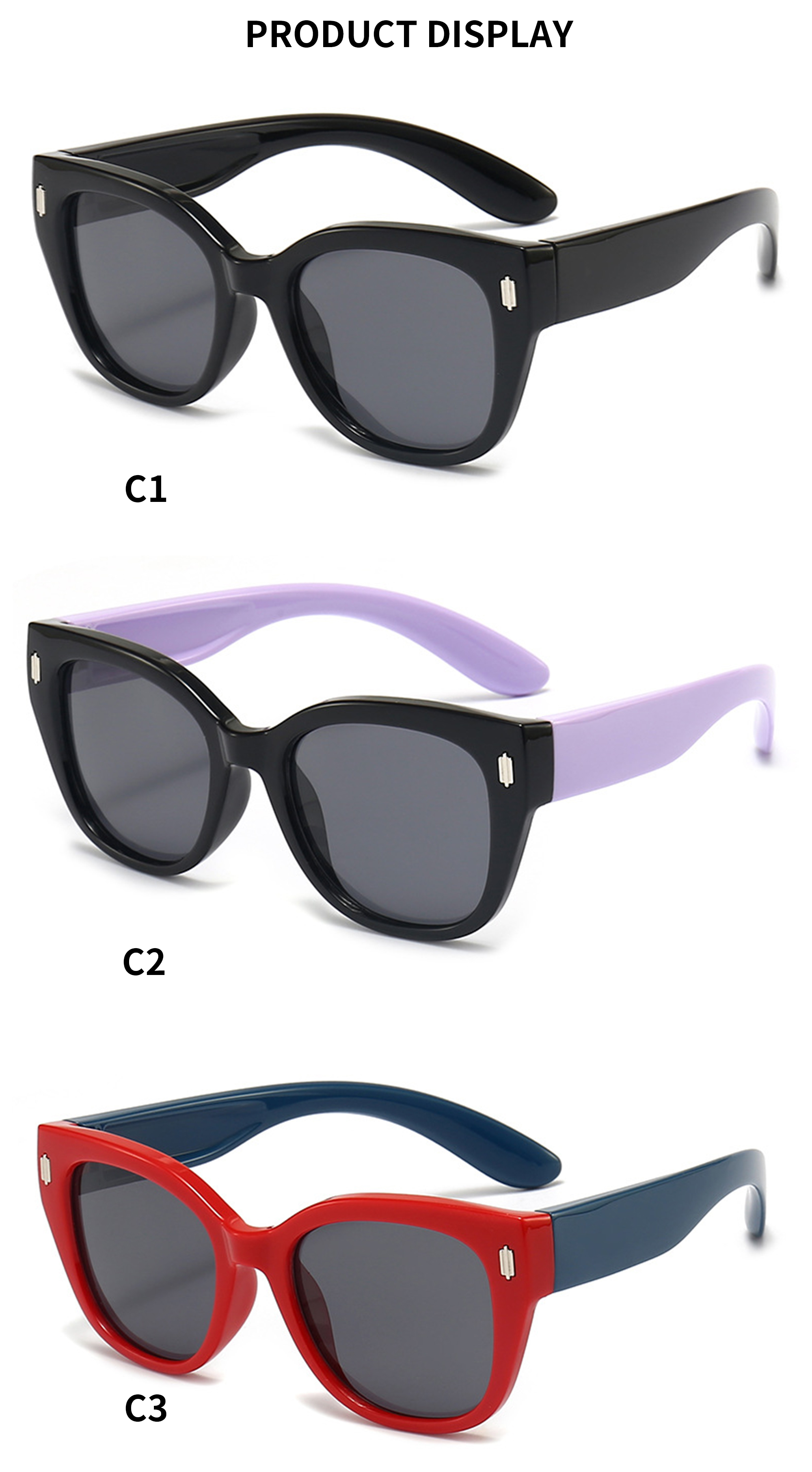 Custom Private Label Party Sun Glasses Fashion Design New Sunglasses Silicone Tpee Children's TAC Sunglasses Details and Specifications