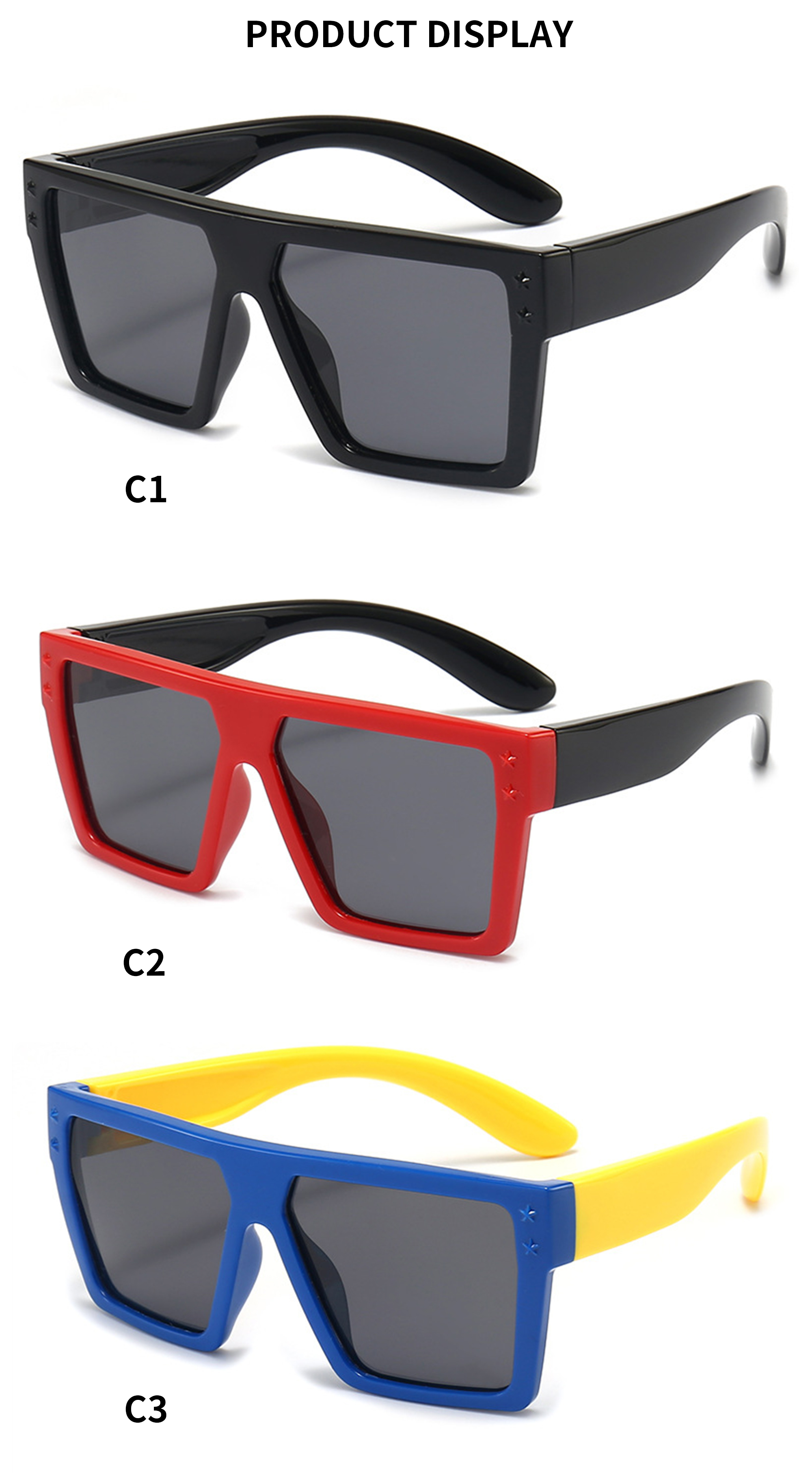 Hot Sale Popular Products Sunglasses Fashionable UV400 Vintage Square Frame Custom Colorful Sunglasses for Kids Details and Specifications