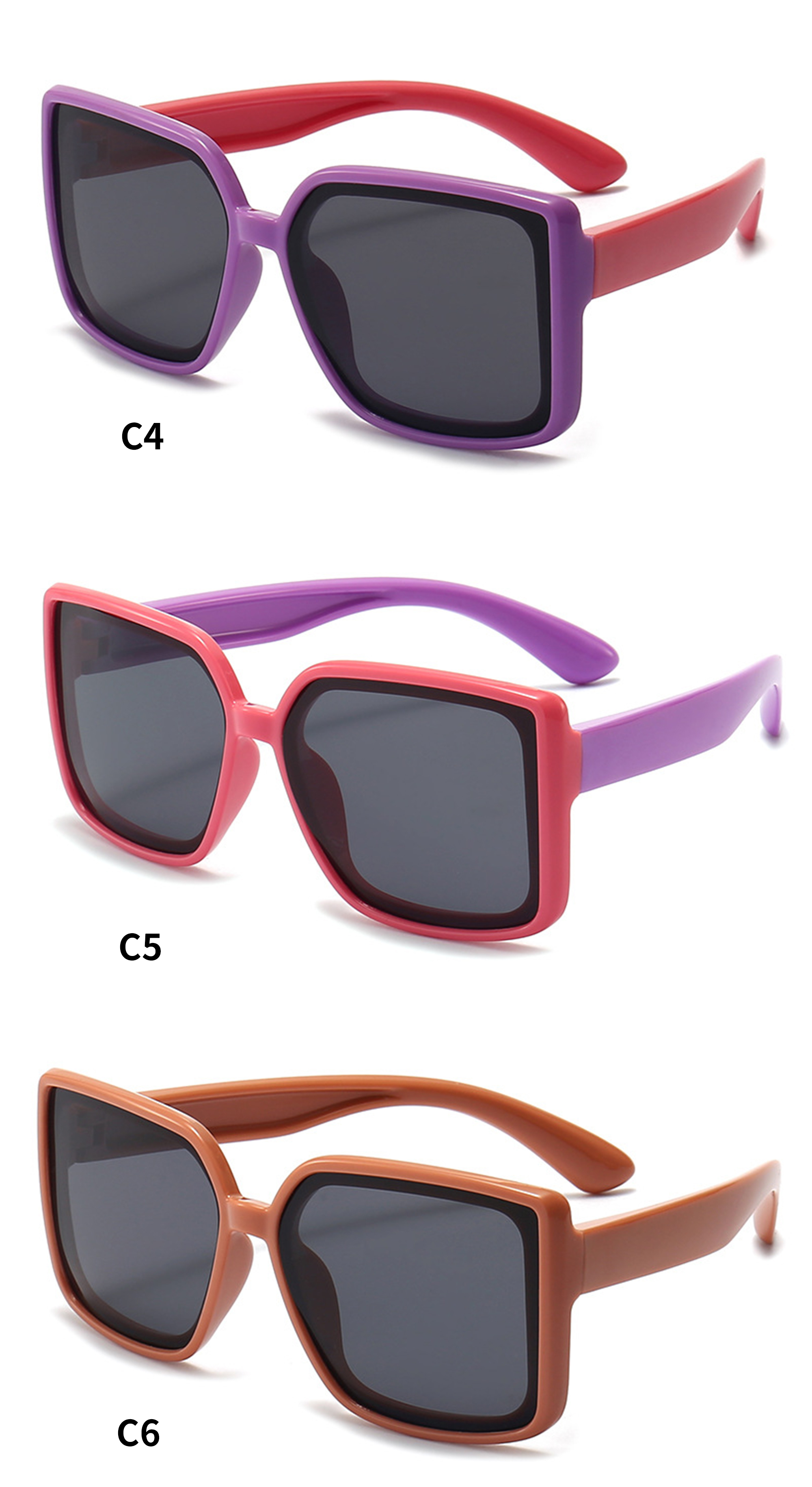 Hot Selling Girls Boys Big Frame Sunglasses Designer Customize Polarized Square Oversized Kids Sunglasses Details and Specifications