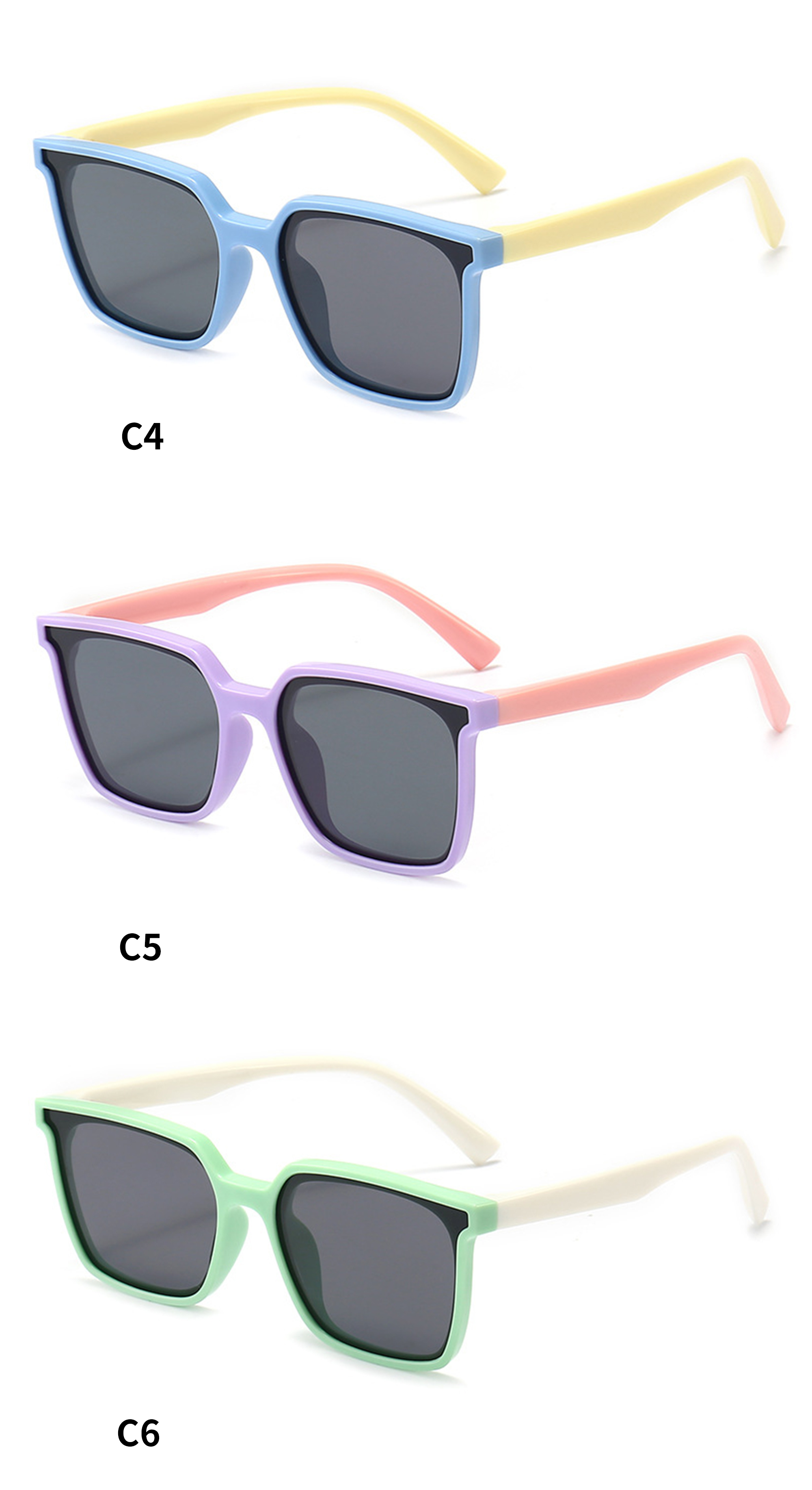 High Quality Square Shape Girls Boys Kids 8 Colors Uv400 Sunglasses Oversize Vintage Fashion Designer Baby Sunglasses Details and Specifications