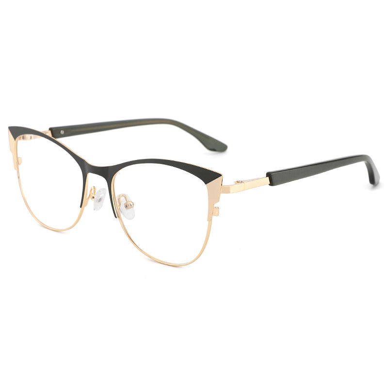 Glitter pink Women Cat Eye Optical Eyeglasses Frames Metal Eyewear Delicate Blue Light Blocking Glasses Computer Custom Eyewear