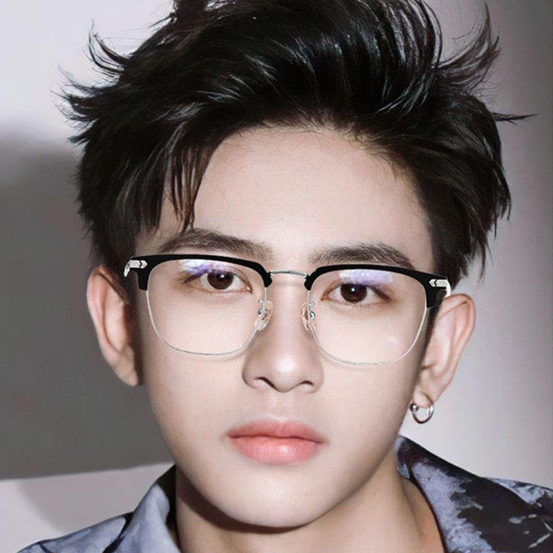 High-End Retro Men's Eyeglasses Frames New Style Plain High-Definition Anti-Blue Light Myopia Glasses High-End Frame Frame Details and Specifications
