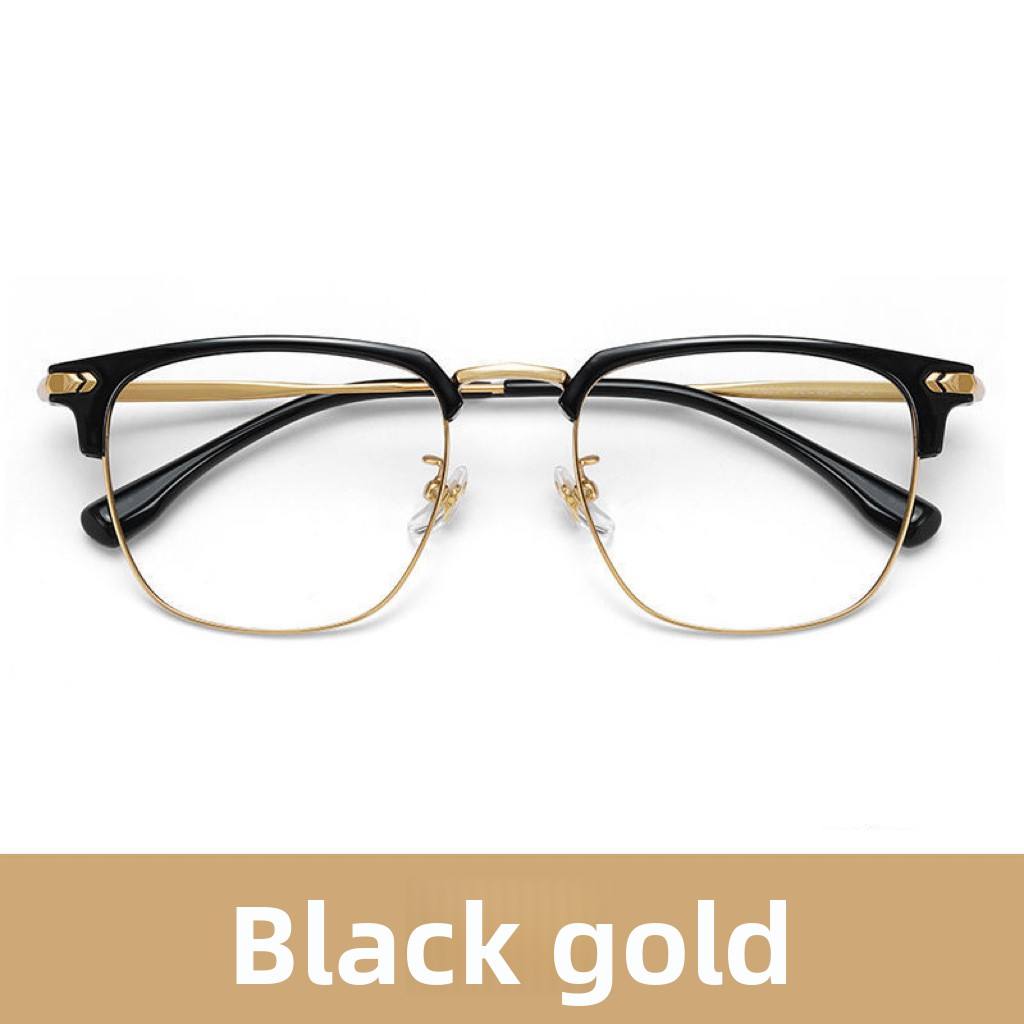 High-End Retro Men's Eyeglasses Frames New Style Plain High-Definition Anti-Blue Light Myopia Glasses High-End Frame Frame Details and Specifications