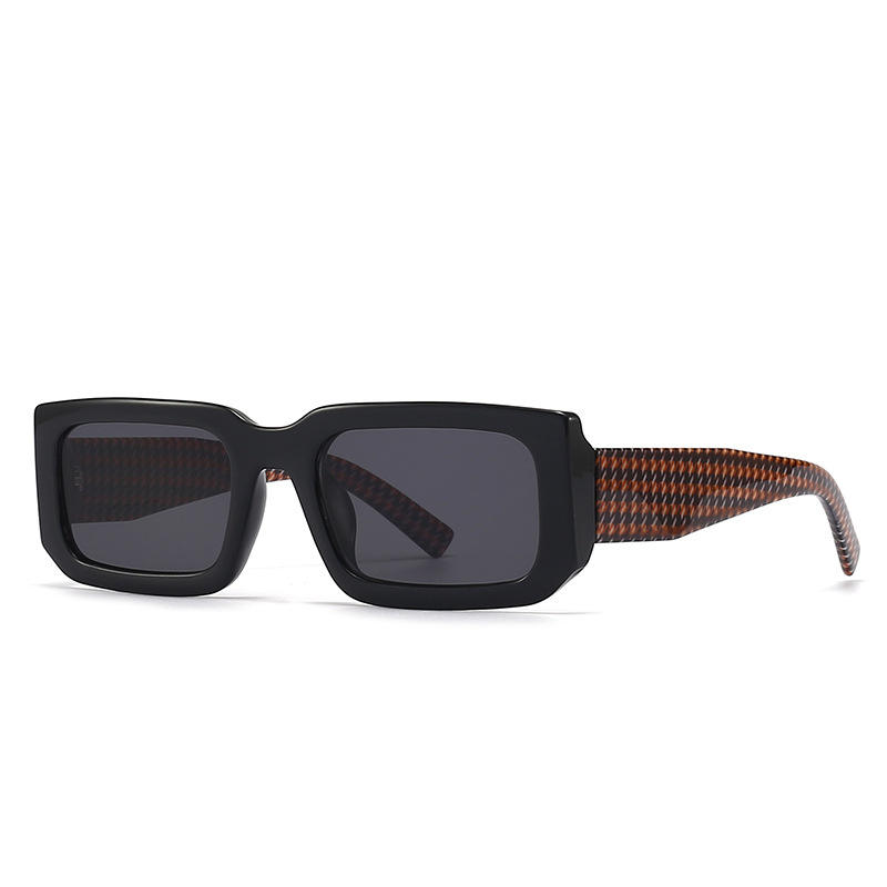 Men'S Uv400 Retro Men Vintage Black Lens Sun Glasses Men Black Rectangle Shades 2025 Fashion Sunglasses Custom Eyewear