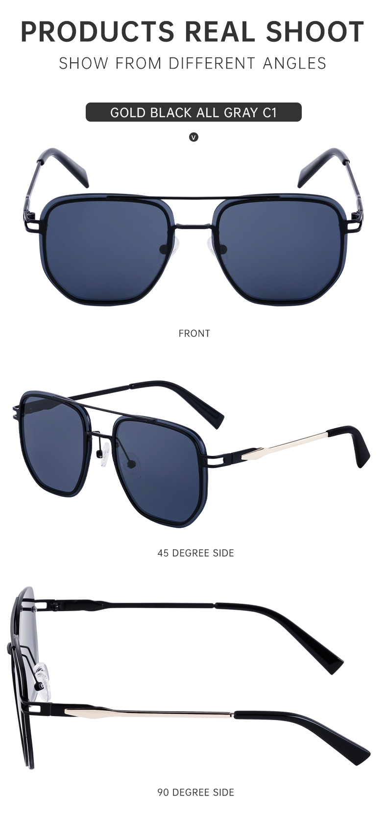 Partagas Wholesale Fashion Trendy Designer Metal Square Frame Double Bridge UV400 Shades Sun Glasses Sunglasses for Men Details and Specifications