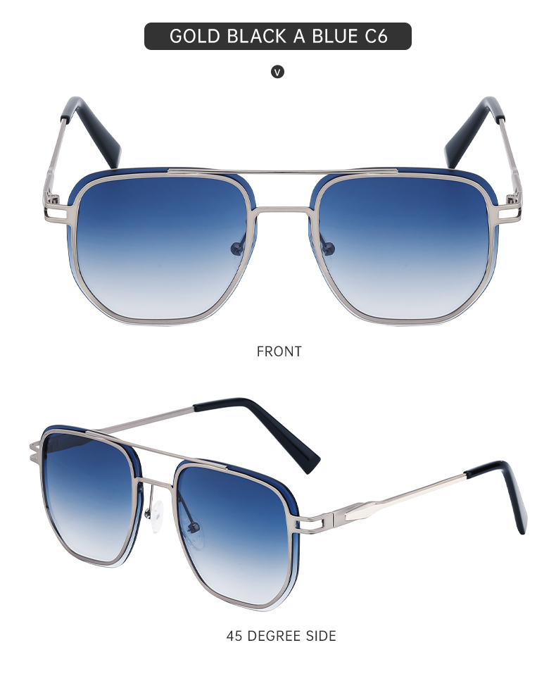 Partagas Wholesale Fashion Trendy Designer Metal Square Frame Double Bridge UV400 Shades Sun Glasses Sunglasses for Men Details and Specifications