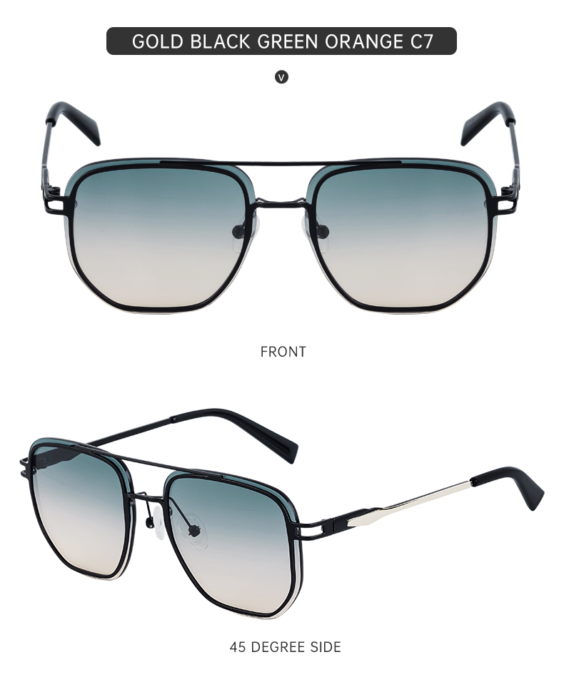 Partagas Wholesale Fashion Trendy Designer Metal Square Frame Double Bridge UV400 Shades Sun Glasses Sunglasses for Men Details and Specifications