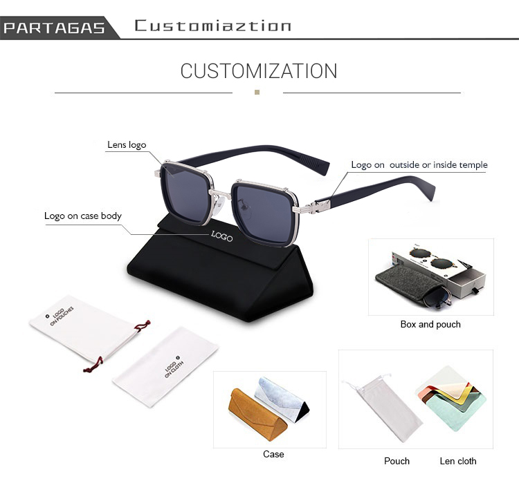 Partagas Wholesale Fashion Trendy Designer Metal Square Frame Double Bridge UV400 Shades Sun Glasses Sunglasses for Men Details and Specifications