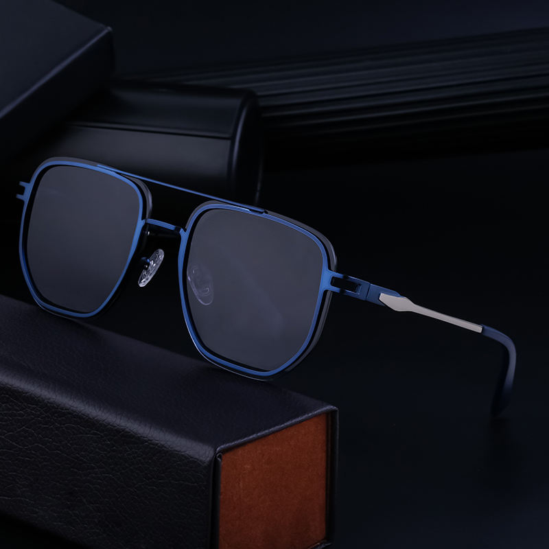 Partagas Wholesale Fashion Trendy Designer Metal Square Frame Double Bridge UV400 Shades Sun Glasses Sunglasses for Men Custom Eyewear