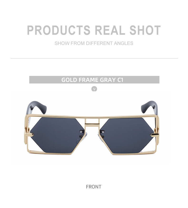 Custom Logo Rectangle Metal Frame Polygonal Lens UV400 Shades Sun Glasses Sunglasses for Women Men Details and Specifications