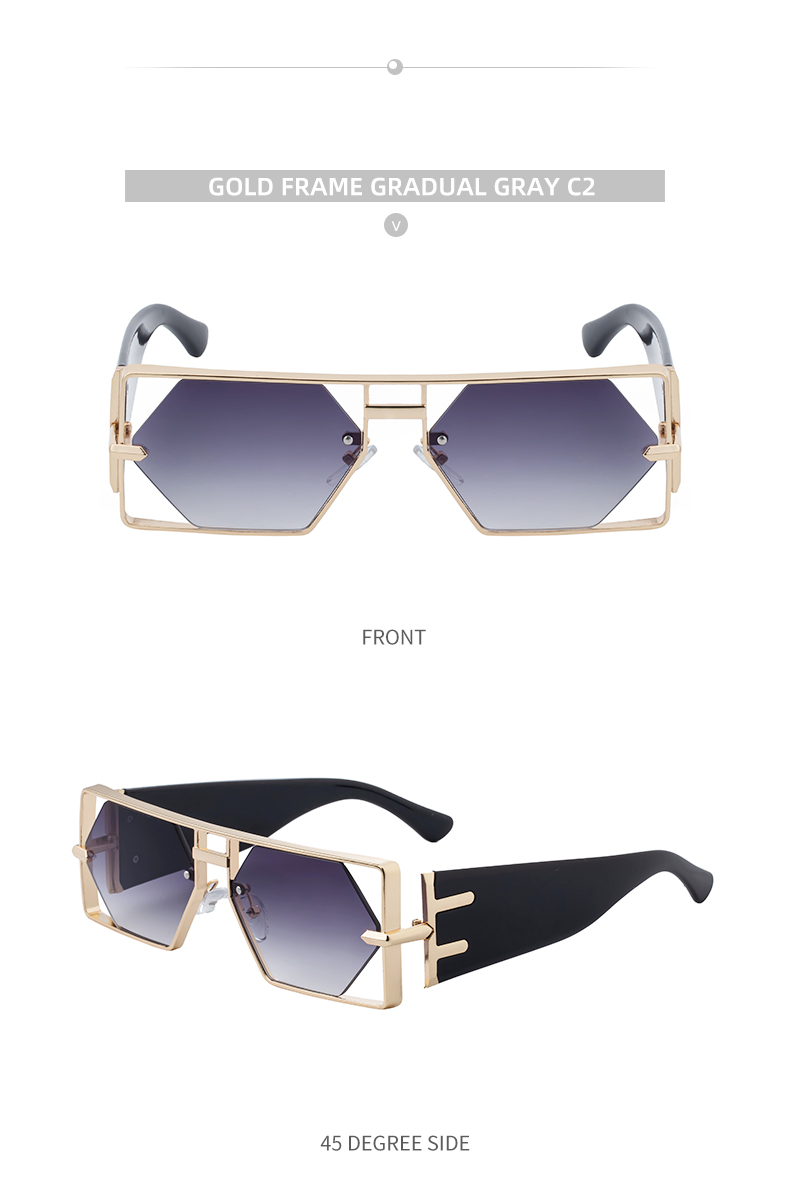 Custom Logo Rectangle Metal Frame Polygonal Lens UV400 Shades Sun Glasses Sunglasses for Women Men Details and Specifications
