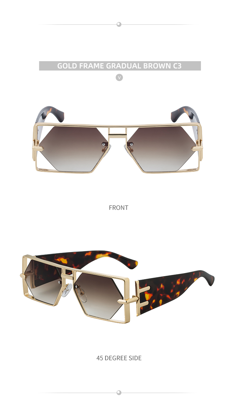 Custom Logo Rectangle Metal Frame Polygonal Lens UV400 Shades Sun Glasses Sunglasses for Women Men Details and Specifications