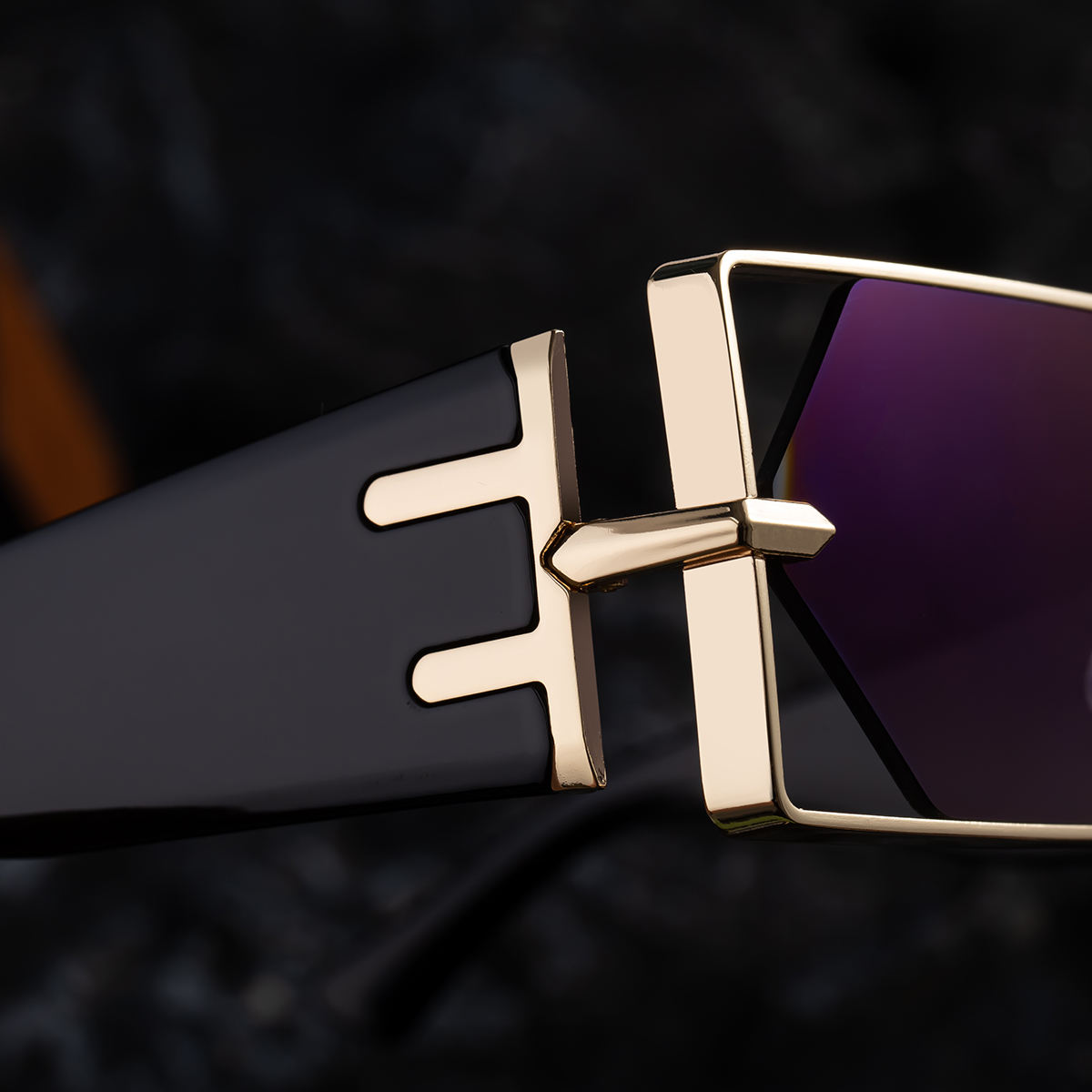 Custom Logo Rectangle Metal Frame Polygonal Lens UV400 Shades Sun Glasses Sunglasses for Women Men Custom Eyewear