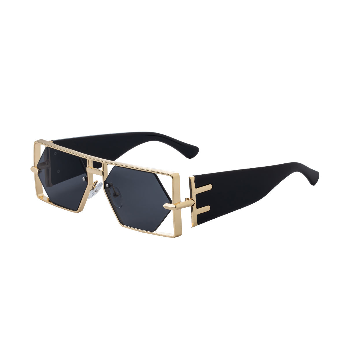 Custom Logo Rectangle Metal Frame Polygonal Lens UV400 Shades Sun Glasses Sunglasses for Women Men Custom Eyewear