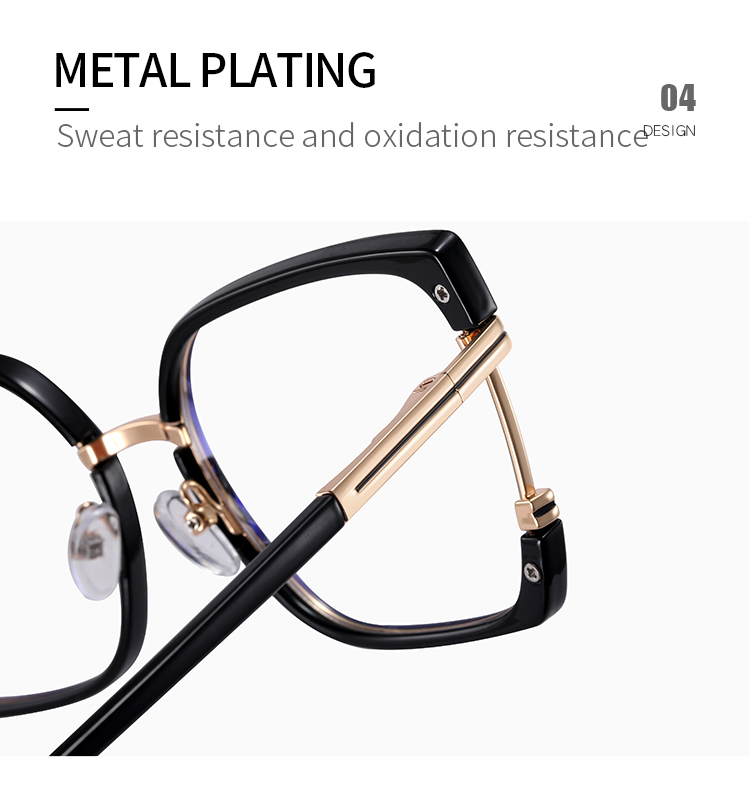 2025 New Women TR90+Metal Square Eyeglasses Frame Optical Anti-Blue Light Glasses Eyewear Colorful Fashionable Design Details and Specifications