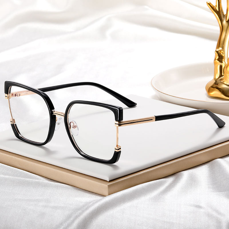 2025 New Women TR90+Metal Square Eyeglasses Frame Optical Anti-Blue Light Glasses Eyewear Colorful Fashionable Design Custom Eyewear