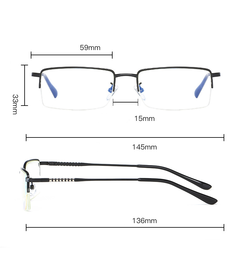 2025 Metal Half Frame Computer Readers Reading Glasses With Hlaf Rim Stainless Steel Details and Specifications