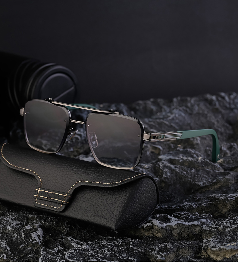 Wholesale Fashion Trendy Metal Double Bridge Frame UV400 Protection Shades Sunglasses for Men Rimless Top Flight Sun Glasses Details and Specifications