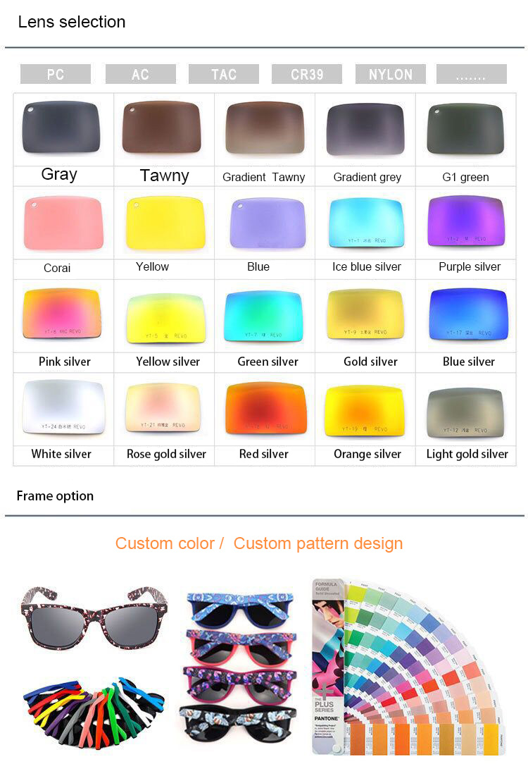 Wholesale Bulk Promotional Men Women Pc Frame Pc Lens Customer Custom Print logo Shades Sun Glasses Custom Sunglasses with logo Details and Specifications