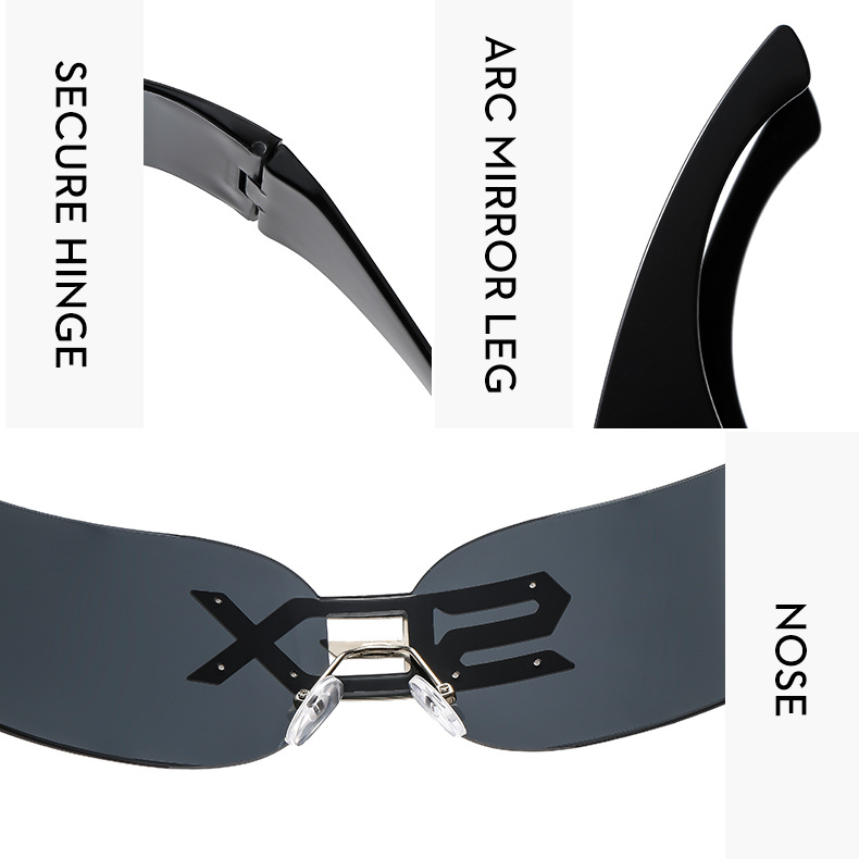 2025 New Rimless Party Sunglasses for Men and Women Personality Glasses One Metal Decorative Glasseso Details and Specifications