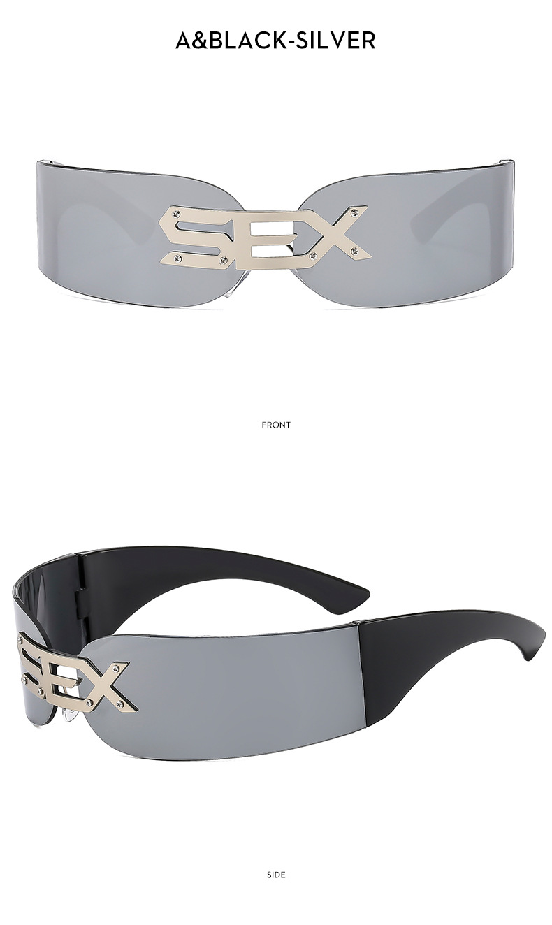 2025 New Rimless Party Sunglasses for Men and Women Personality Glasses One Metal Decorative Glasseso Details and Specifications