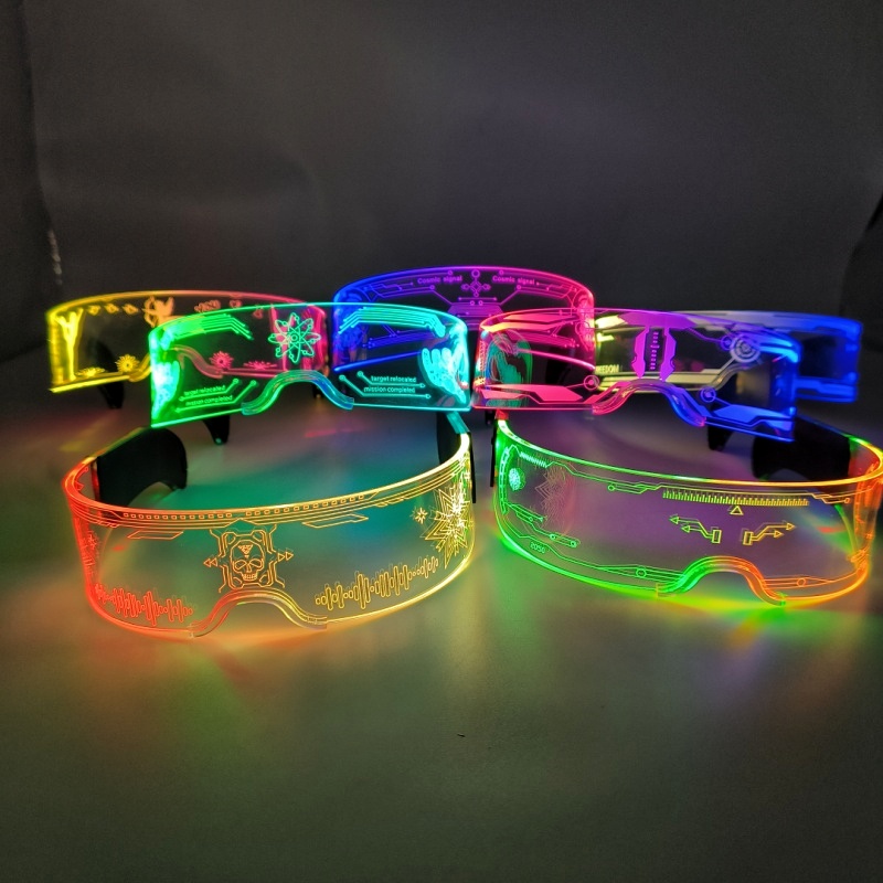 Cool Cyberpunk Rezz Visor Robocop Futuristic LED Light Sunglasses 7 Color Clear Lenses for Nightlife Christmas Party Novelties Details and Specifications