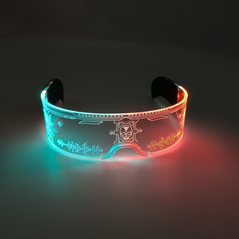 Cool Cyberpunk Rezz Visor Robocop Futuristic LED Light Sunglasses 7 Color Clear Lenses for Nightlife Christmas Party Novelties Details and Specifications