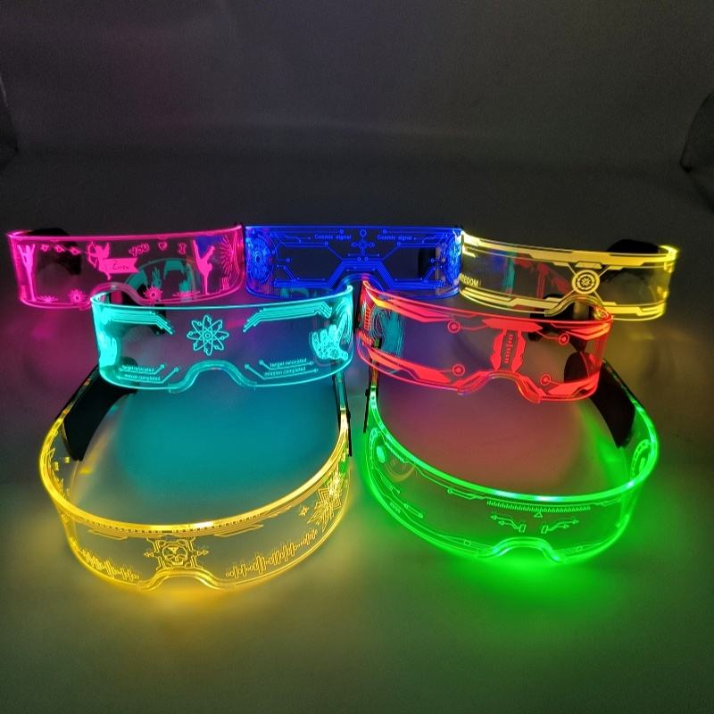 Cool Cyberpunk Rezz Visor Robocop Futuristic LED Light Sunglasses 7 Color Clear Lenses for Nightlife Christmas Party Novelties Custom Eyewear