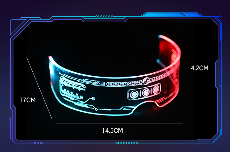 Cool Cyberpunk Rezz Visor Robocop Futuristic LED Light Sunglasses 7 Color Clear Lenses for Nightlife Christmas Party Novelties Custom Eyewear