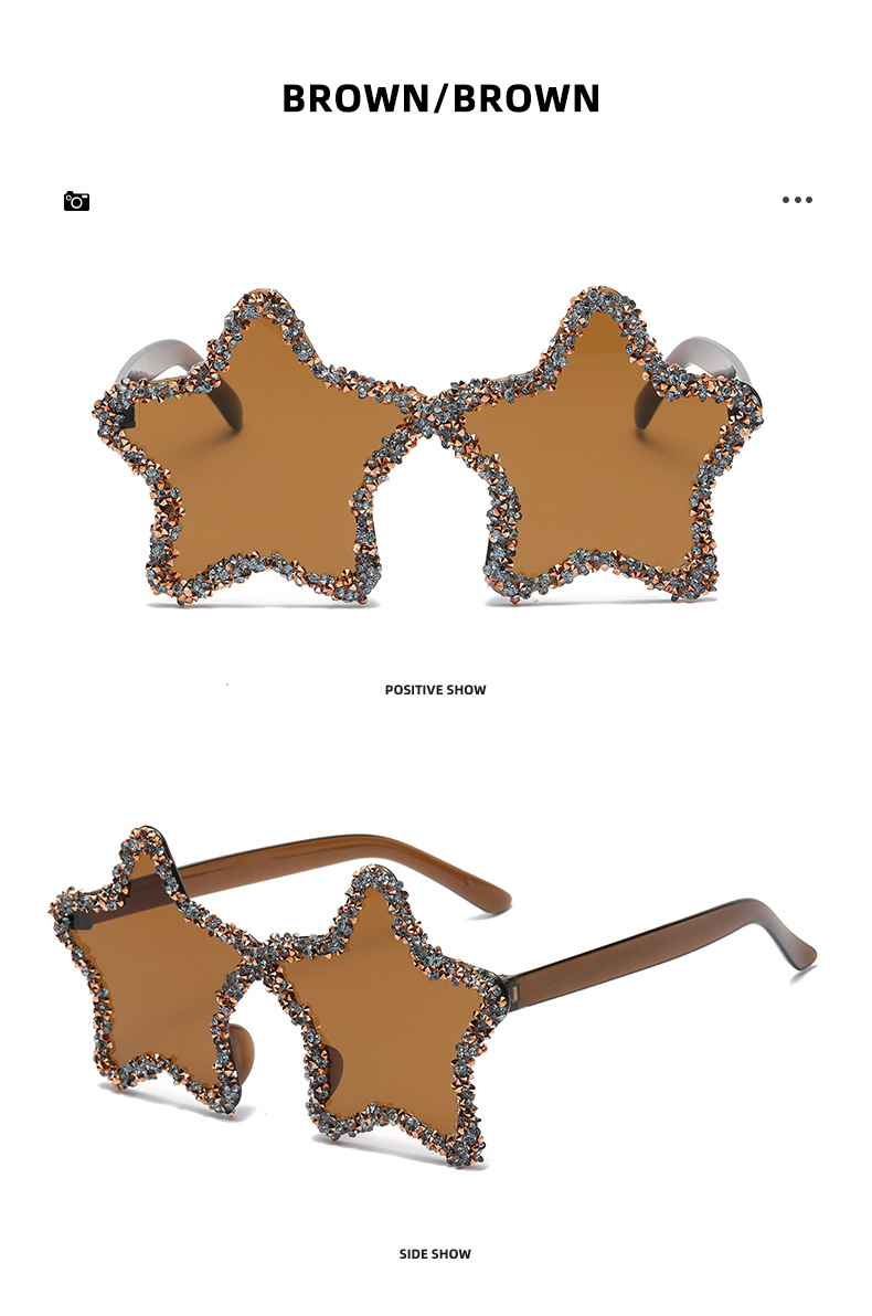 Cute Star Shape Sun Glasses Women Funny Pentagram Eyewear Bling Pink Blue Party Glasses Rimless 2024 New Summer Style Sunglasses Details and Specifications