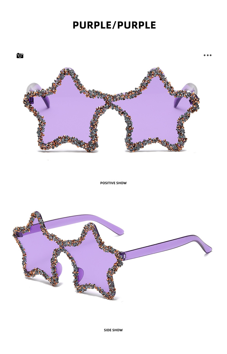 Cute Star Shape Sun Glasses Women Funny Pentagram Eyewear Bling Pink Blue Party Glasses Rimless 2024 New Summer Style Sunglasses Details and Specifications