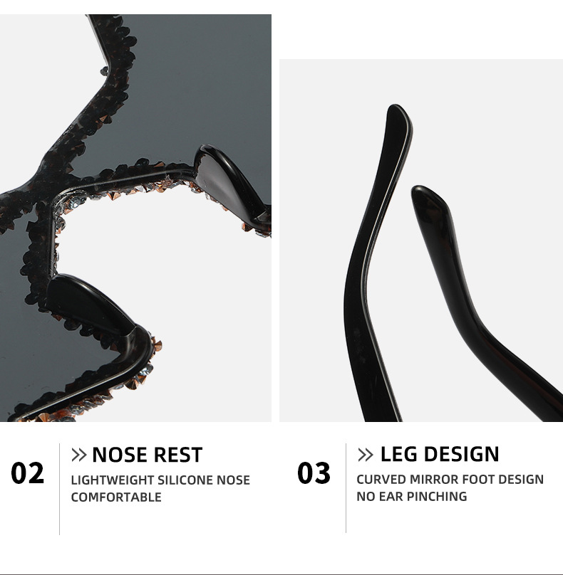 Cute Star Shape Sun Glasses Women Funny Pentagram Eyewear Bling Pink Blue Party Glasses Rimless 2024 New Summer Style Sunglasses Details and Specifications